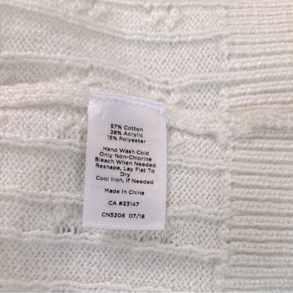 Talbots White Cable Knit Sweater, Size LP - Picture 5 of 7